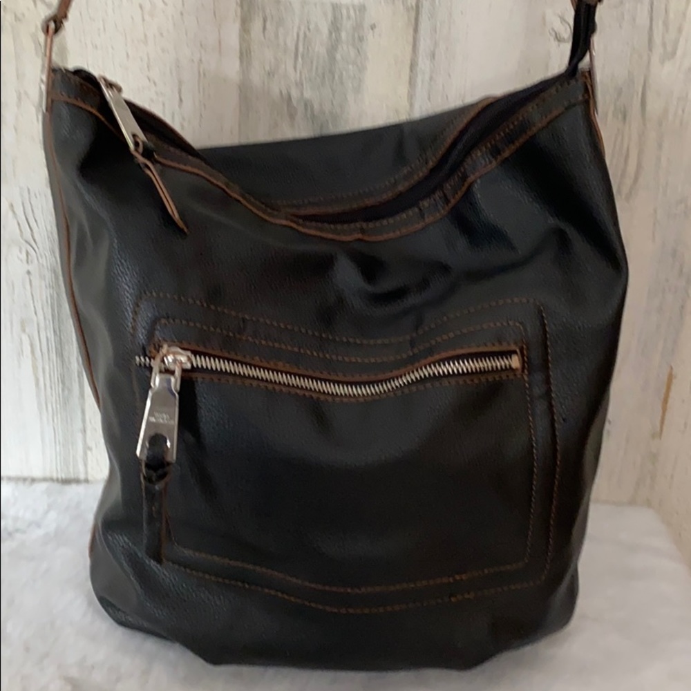 Dana Buchman Black Leather Shoulder Bag Purse